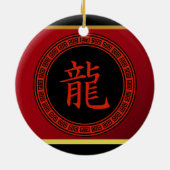 Verziertes chinesisches Jahr des Drachen Keramikornament (Hinten)