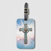 Verziertes christliches Kreuz Gepäckanhänger (Vorderseite Vertikal)