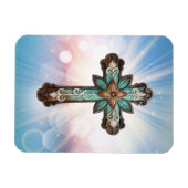 Verziertes Christliches Kreuz Magnet (Horizontal)