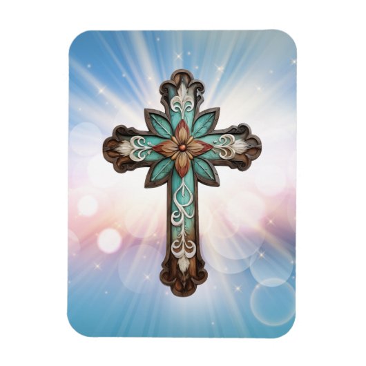 Verziertes Christliches Kreuz Magnet (Vertikal)