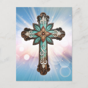 Verziertes Christliches Kreuz Postkarte