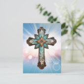 Verziertes Christliches Kreuz Postkarte (Stehend Vorderseite)