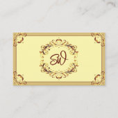 Verziertes Creme Beige Gold mit Monogram Eye Catch Visitenkarte (Vorderseite)