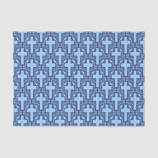 Verziertes Cross 18 Blue-TISSUE-WRAPPING-PAPIER Seidenpapier (Vorderseite)