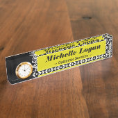 Verziertes Damask-Muster Namensplakette (Seite)