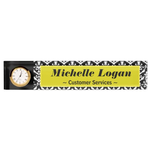 Verziertes Damask-Muster Namensplakette (Vorderseite)