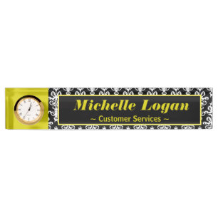 Verziertes Damask-Muster Namensplakette