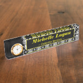 Verziertes Damask-Muster Namensplakette (Seite)