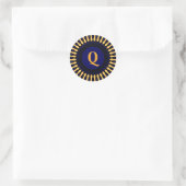 Verziertes Design aus Gold Monogramm Q Runder Aufkleber (Tasche)