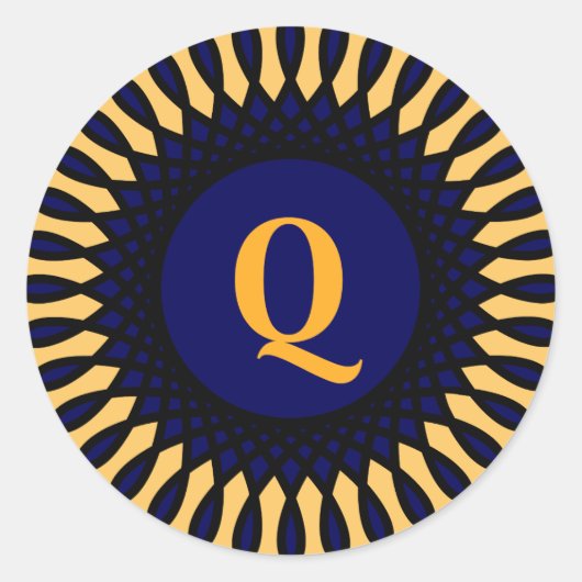 Verziertes Design aus Gold Monogramm Q Runder Aufkleber (Vorderseite)