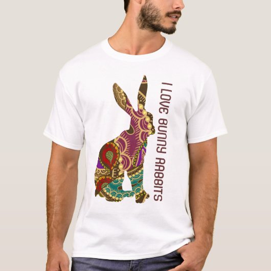 Verziertes Design - I Liebe Hasen Kaninchen T-Shirt (Vorderseite)