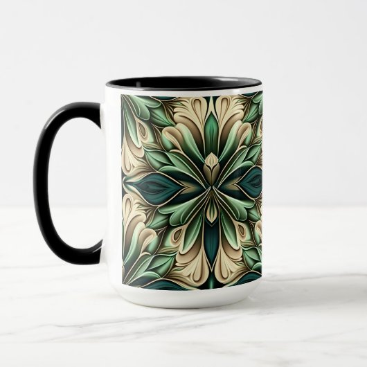 VERZIERTES DUNKEL GREEN & GOLD ART DECO-MUSTER TASSE (Links)