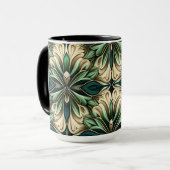 VERZIERTES DUNKEL GREEN & GOLD ART DECO-MUSTER TASSE (Vorderseite Links)