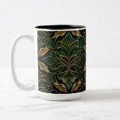 VERZIERTES DUNKEL GREEN & GOLD ART DECO-MUSTER ZWEIFARBIGE TASSE (Links)