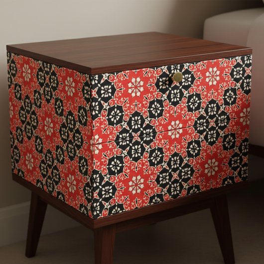 Verziertes elegantes Mosaikrotes Schwarz-weißes De Seidenpapier