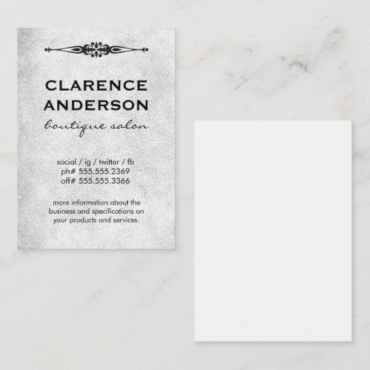 Verziertes Element Graue Textur Visitenkarte (Vorne/Hinten)