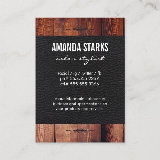 Verziertes Element Holz-Kornleder Visitenkarte (Vorderseite)