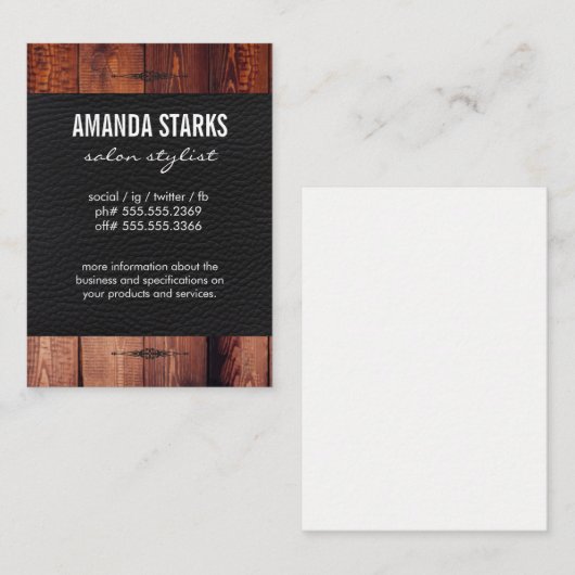 Verziertes Element Holz-Kornleder Visitenkarte (Vorne/Hinten)