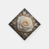 Verziertes Elfenbeinblumendesign mit weißer Rose Serviette (Ecke)