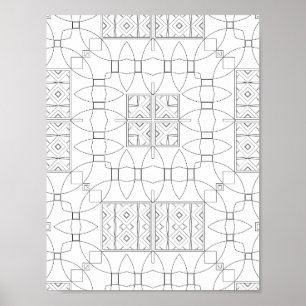 Verziertes Fliesenmuster Malvorlage Symmetrie-Desi Poster