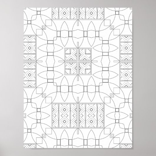 Verziertes Fliesenmuster Malvorlage Symmetrie-Desi Poster (Vorne)