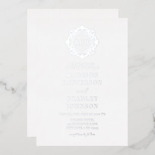 Verziertes Floral Monogram Wedding Elegant Folieneinladung