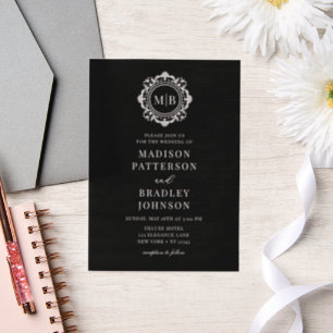 Verziertes Floral Monogram Wedding Elegant Pergament Einladungen