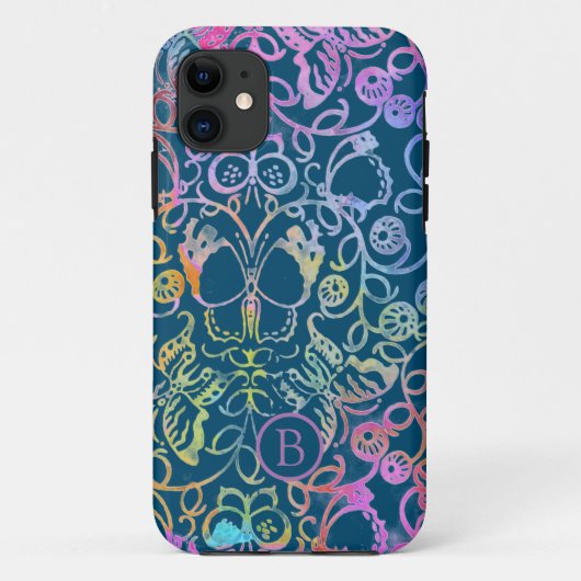 Verziertes Floral- und Schmetterlingsmuster Case-Mate iPhone Hülle (Rückseite)