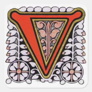 Verziertes floral 'V' - Aufkleber