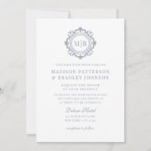 Verziertes florales Monogramm Hochzeit Elegantes S Einladung (Vorderseite)