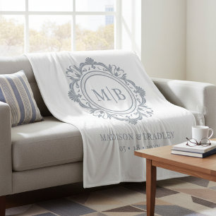 Verziertes florales Monogramm Hochzeit Elegantes S Fleecedecke
