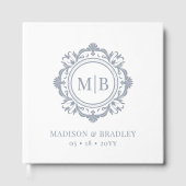 Verziertes florales Monogramm Hochzeit Elegantes S Gästebuch (Vorderseite)