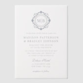 Verziertes florales Monogramm Hochzeit Elegantes S Pergament Einladungen (Vorderseite)