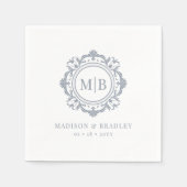 Verziertes florales Monogramm Hochzeit Elegantes S Serviette (Vorderseite)