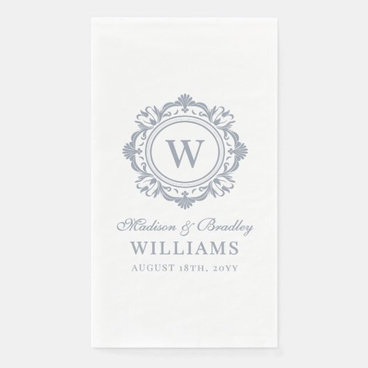 Verziertes florales Monogramm Hochzeit Elegantes S Serviette (Vorderseite)