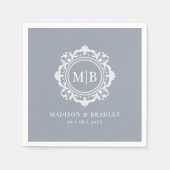 Verziertes florales Monogramm Hochzeit Elegantes S Serviette (Vorderseite)