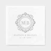 Verziertes florales Monogramm Hochzeit Elegantes S Servietten Mit Folie (Vorderseite)