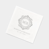 Verziertes florales Monogramm Hochzeit Elegantes S Servietten Mit Folie (Links)