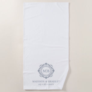 Verziertes florales Monogramm Hochzeit Elegantes S Strandtuch