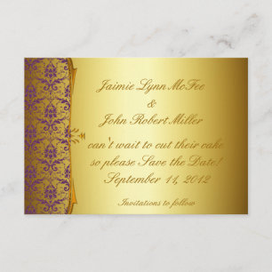 Verziertes formales Lila Gold speichert die Datums Save The Date