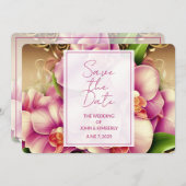 Verziertes Foto Hochzeit speichern Sie das Datum Einladung (Vorne/Hinten)