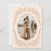 Verziertes Foto-Rahmenpeach Save The Date (Vorderseite)
