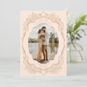 Verziertes Foto-Rahmenpeach Save The Date (Stehend Vorderseite)