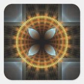 Verziertes Fraktal Mandala Quadratischer Aufkleber (Vorderseite)