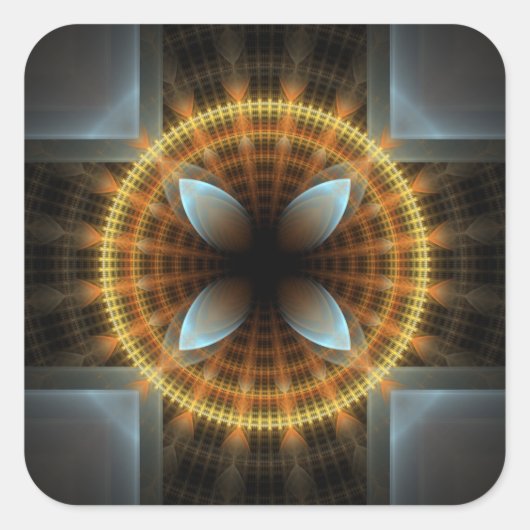 Verziertes Fraktal Mandala Quadratischer Aufkleber (Vorderseite)