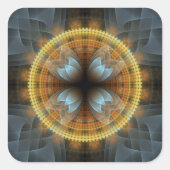 Verziertes Fraktal Mandala Quadratischer Aufkleber (Vorderseite)