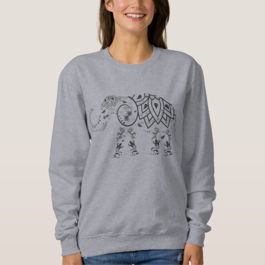 Verziertes gemustertes Elefant Sweatshirt (Vorderseite)