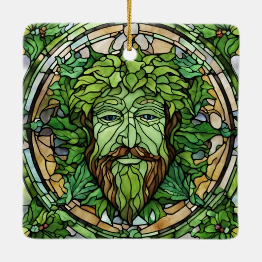 Verziertes Glas Green Man Ornament (Rückseite)