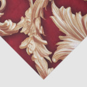 Verziertes Gold Barock Floral Damask Rotes Velvet Seidenpapier (Ausschnitt)