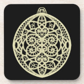 Verziertes Gold Bauble auf schwarz Getränkeuntersetzer (Vorderseite)